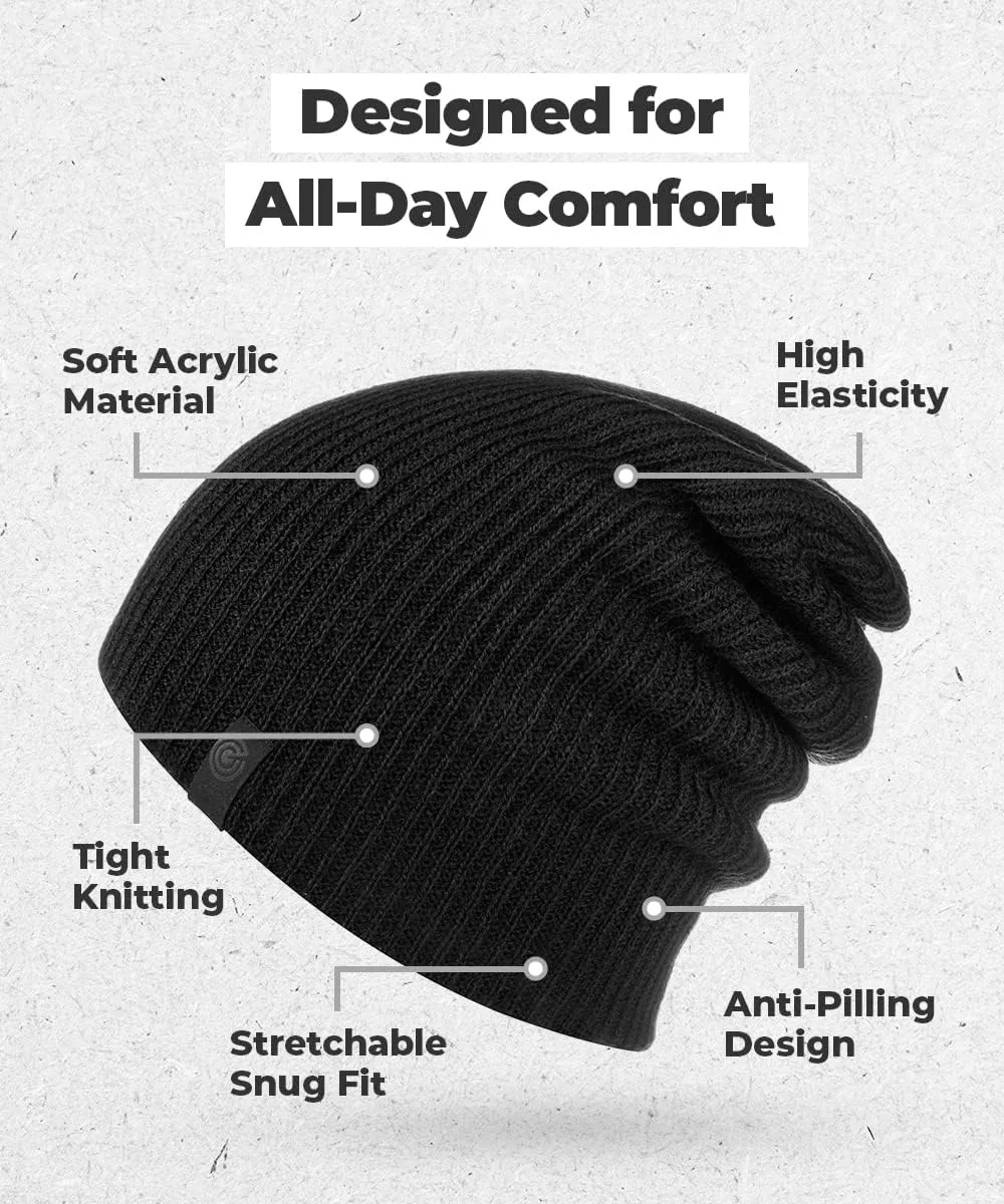Revony Long Ribbed Beanie - Soft, Warm & Cozy - Perfect Winter Beanie for Men & Women