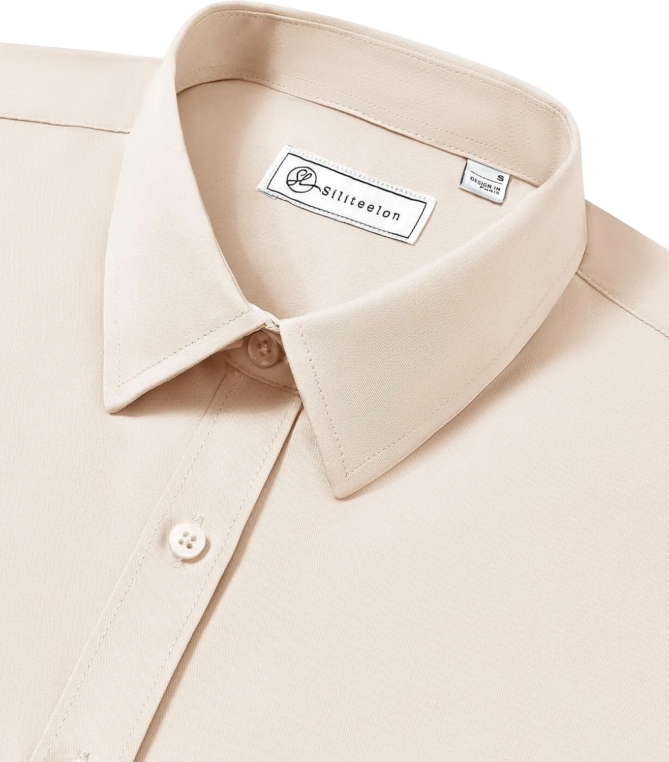 siliteelon Button Down Shirts for Women Long Sleeve Dress Shirts Wrinkle Free Collared Work Office Solid Blouses Tops