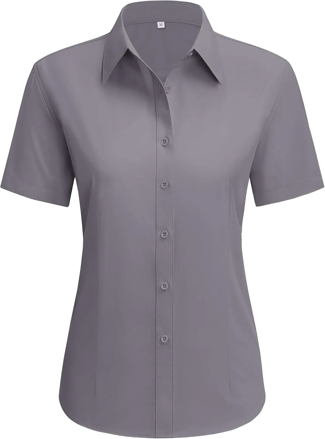 siliteelon Dress Shirts for Women Short Sleeve Cotton Button Down Shirt Basic Button Up Shirt Collared Shirts Work Shirt