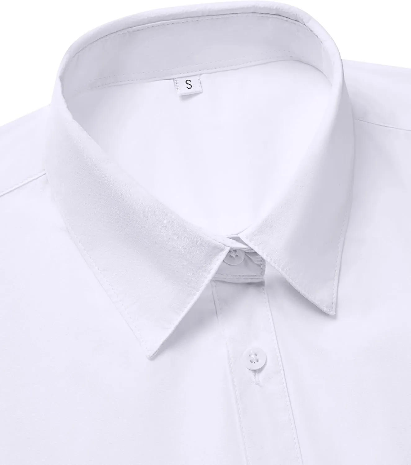 siliteelon Dress Shirts for Women Short Sleeve Cotton Button Down Shirt Basic Button Up Shirt Collared Shirts Work Shirt