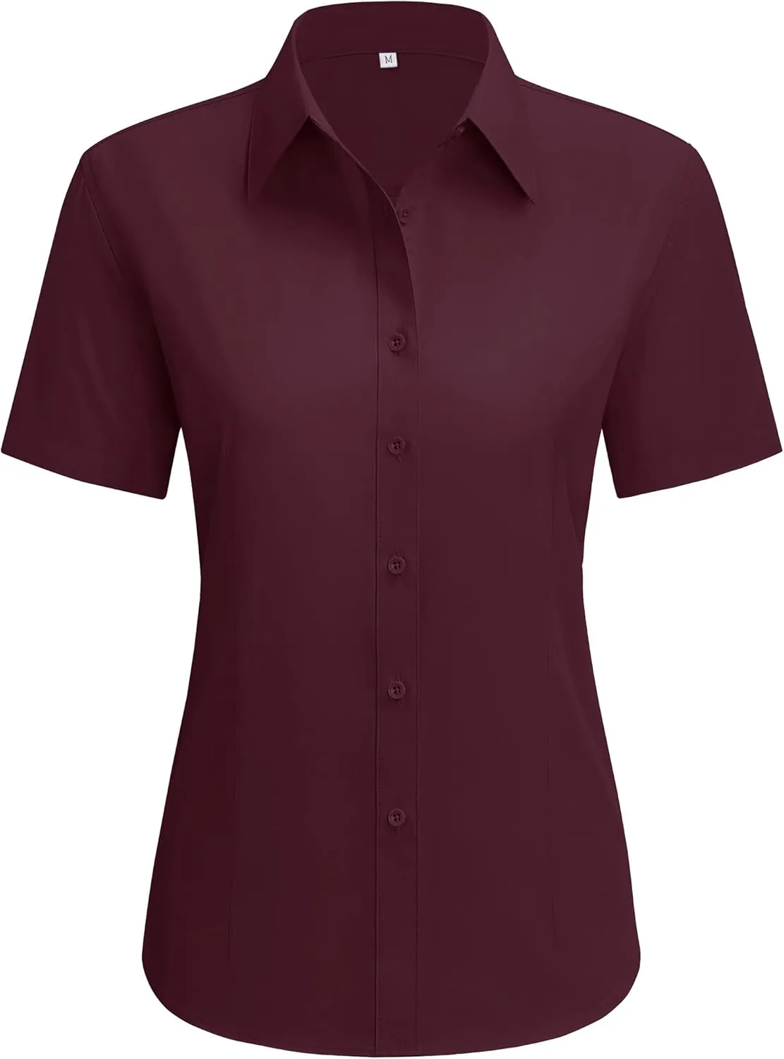 siliteelon Dress Shirts for Women Short Sleeve Cotton Button Down Shirt Basic Button Up Shirt Collared Shirts Work Shirt