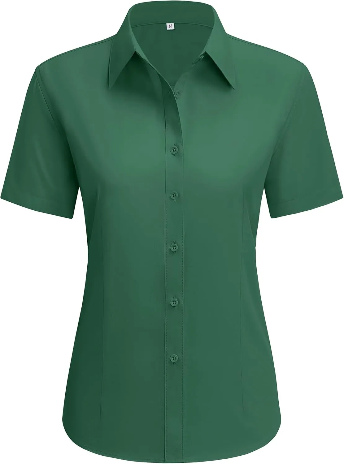 siliteelon Dress Shirts for Women Short Sleeve Cotton Button Down Shirt Basic Button Up Shirt Collared Shirts Work Shirt