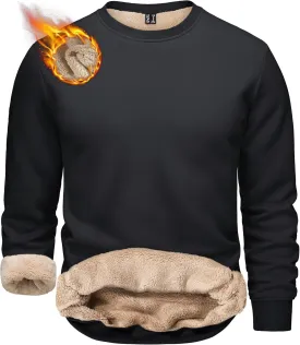 TACVASEN Men's Crewneck Sweatshirt Warm Sherpa Lined Sweatshirts Heavyweight Long Sleeve Underwear Winter Fleece Pullover