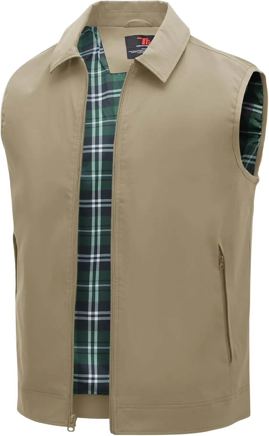 TBMPOY Men's Vest Casual Outerwear Lightweight 3 Zip Pockets Golf Sleeveless Jackets Summer Fall Full Zip Vest Travel