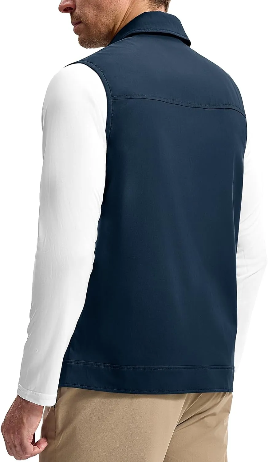 TBMPOY Men's Vest Casual Outerwear Lightweight 3 Zip Pockets Golf Sleeveless Jackets Summer Fall Full Zip Vest Travel