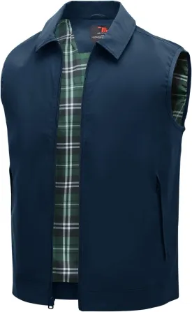 TBMPOY Men's Vest Casual Outerwear Lightweight 3 Zip Pockets Golf Sleeveless Jackets Summer Fall Full Zip Vest Travel