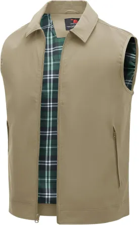 TBMPOY Men's Vest Casual Outerwear Lightweight 3 Zip Pockets Golf Sleeveless Jackets Summer Fall Full Zip Vest Travel
