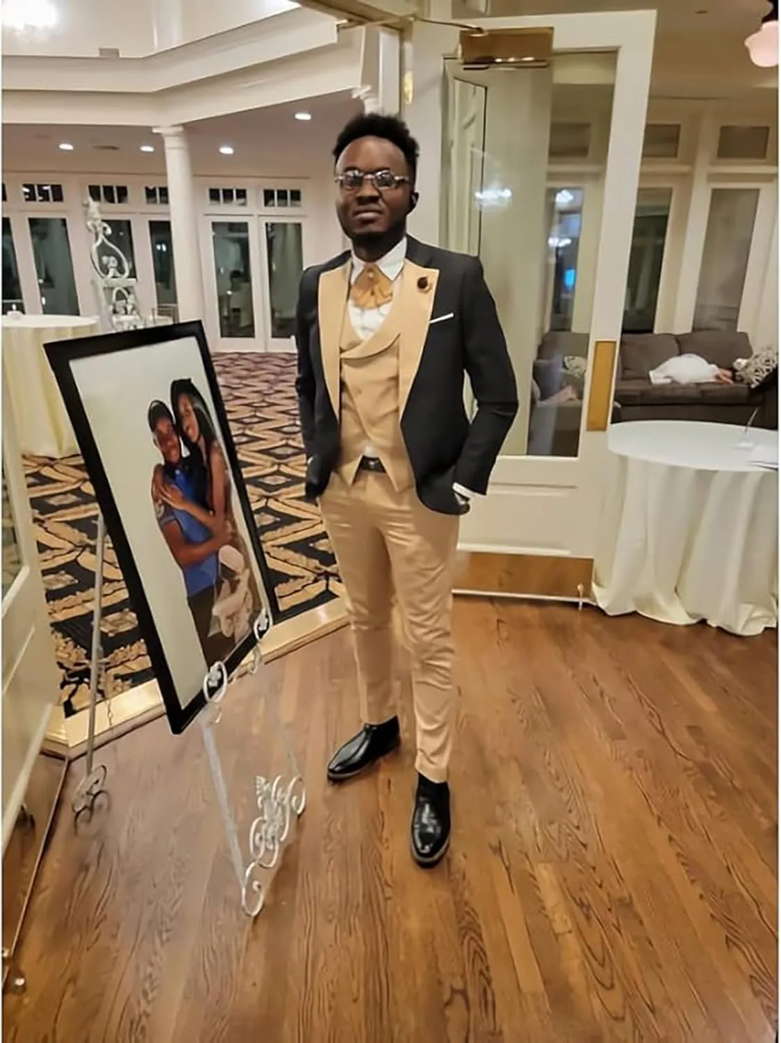 Wangyue 3 Piece Mens Tuxedo Suit Slim Fit Suits for Men Double Breasted Wedding Prom Tuxedos Blazer Vest Pants Sets 2025