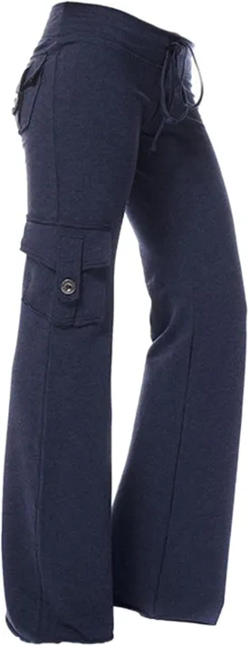 Wide Leg Lounge Pants for Women Drawstring Elastic Waist Yoga Sweatpants Athletic Trousers with Pockets