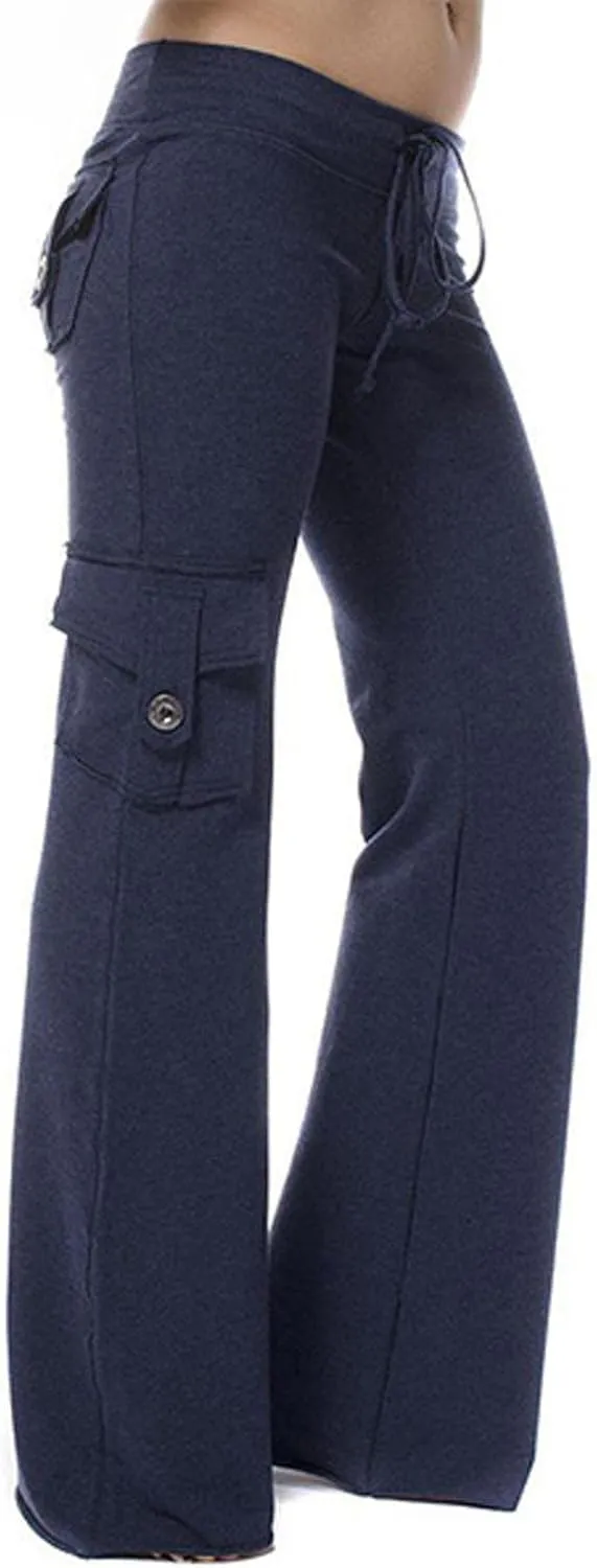 Wide Leg Lounge Pants for Women Drawstring Elastic Waist Yoga Sweatpants Athletic Trousers with Pockets