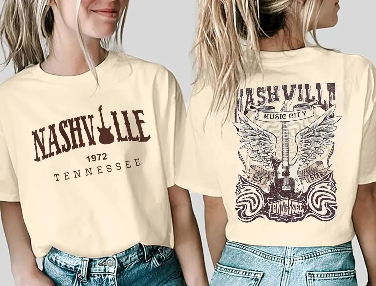 Women Country Music Shirts Nashville T Shirts Vintage Tennessee Country Concert Short Sleeve Tees Tops