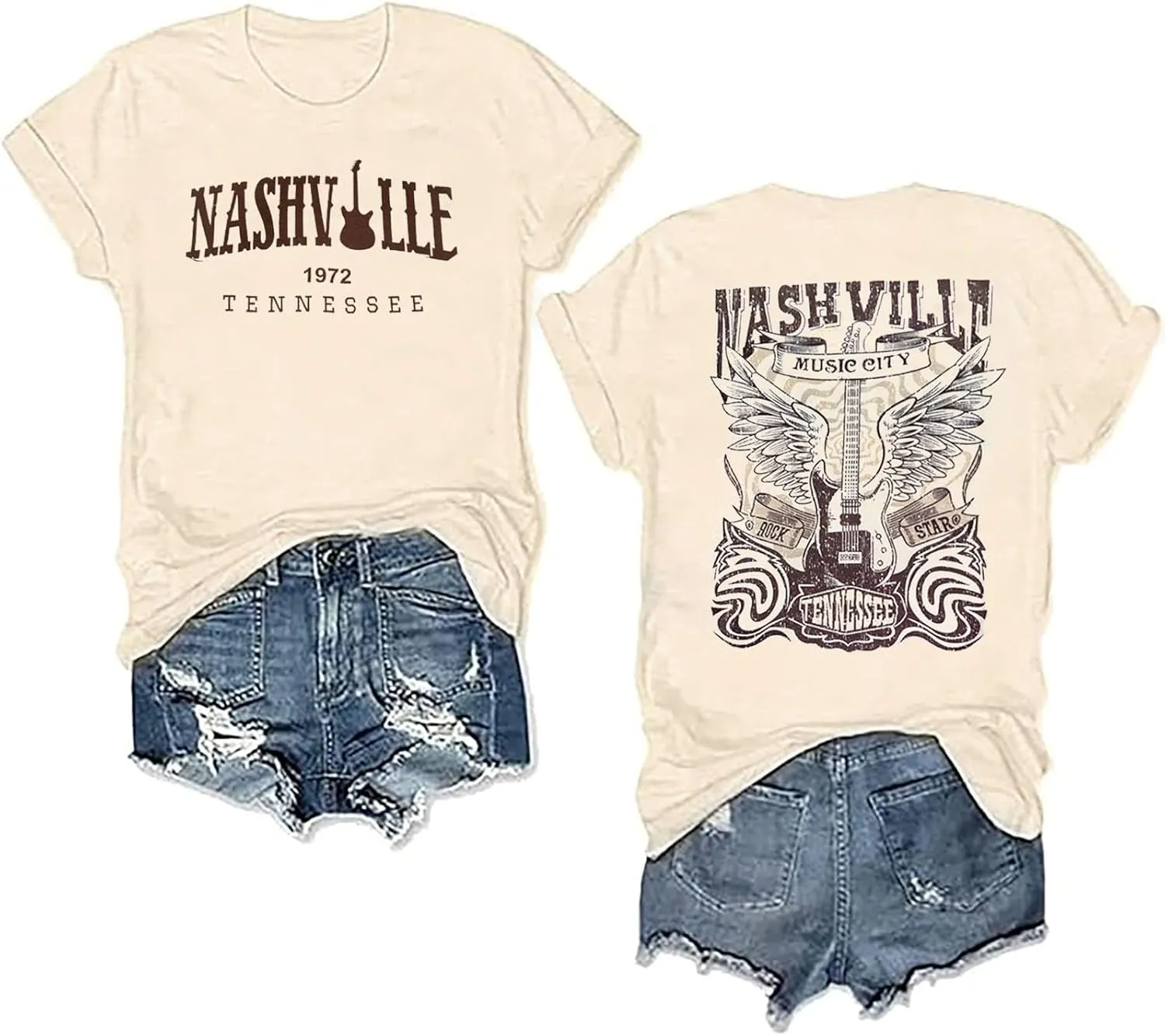 Women Country Music Shirts Nashville T Shirts Vintage Tennessee Country Concert Short Sleeve Tees Tops