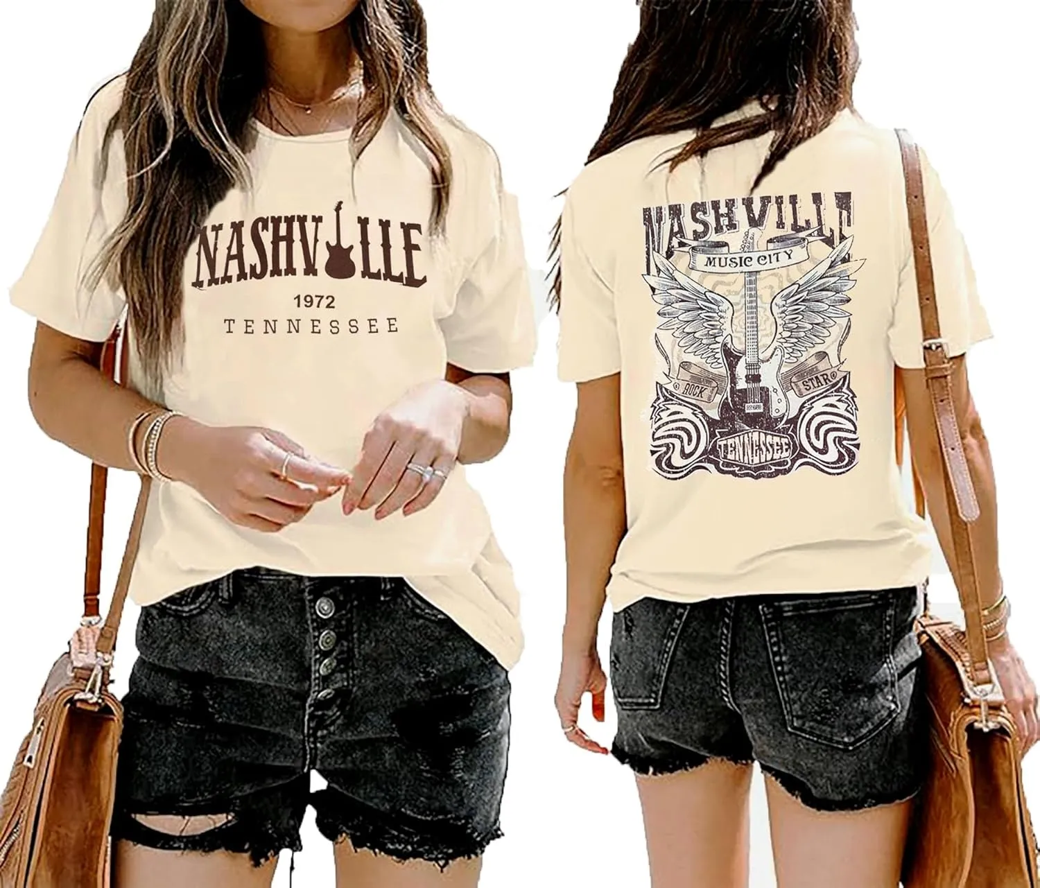 Women Country Music Shirts Nashville T Shirts Vintage Tennessee Country Concert Short Sleeve Tees Tops