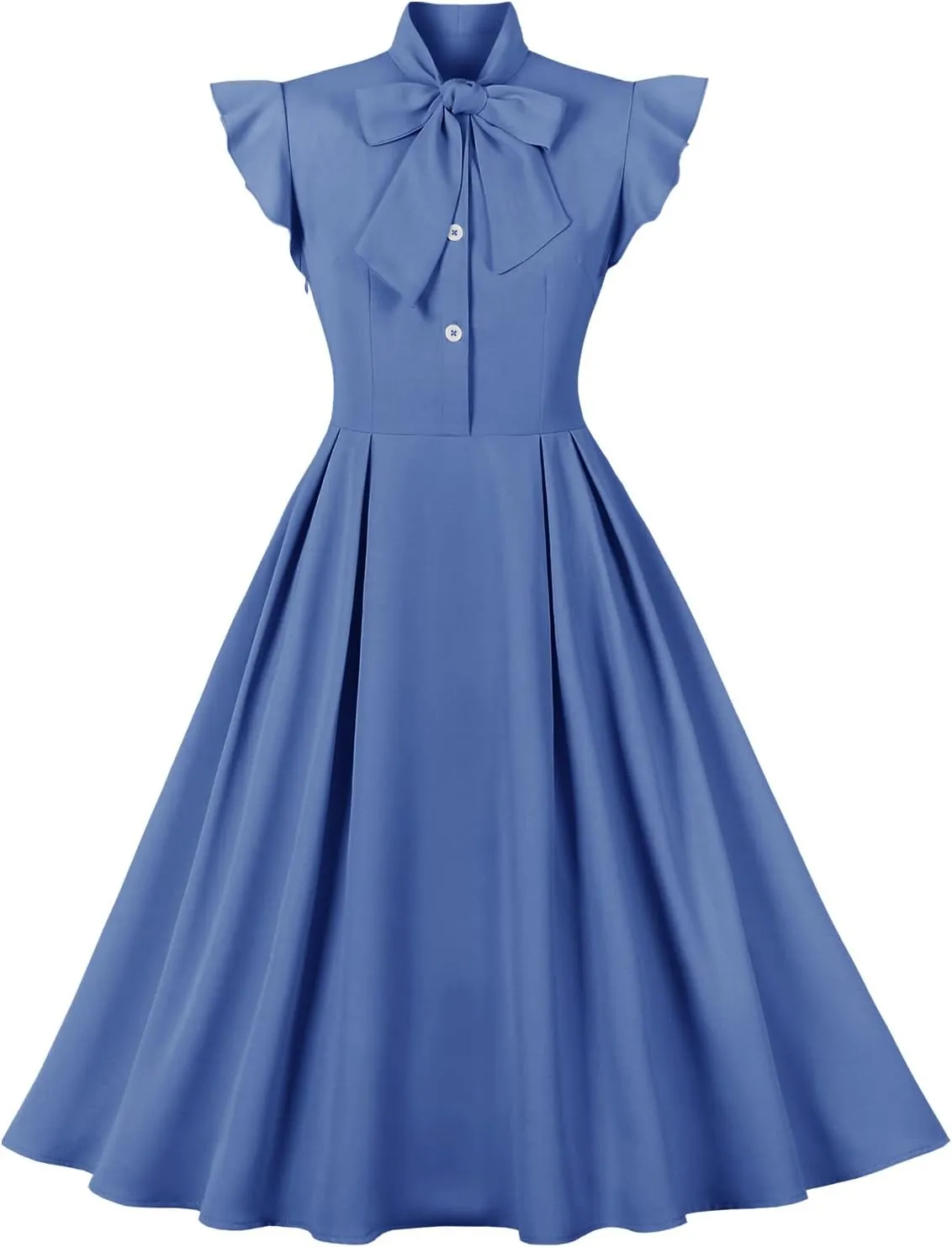 Women Notch Lapel Vintage V-Neck Cocktail Swing Dress 50s 60s Button up 1950s Rockabilly Prom Midi Evening Dress with Pockets