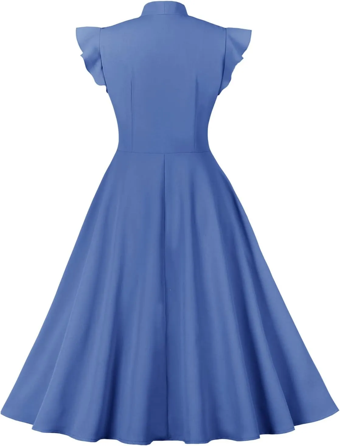 Women Notch Lapel Vintage V-Neck Cocktail Swing Dress 50s 60s Button up 1950s Rockabilly Prom Midi Evening Dress with Pockets