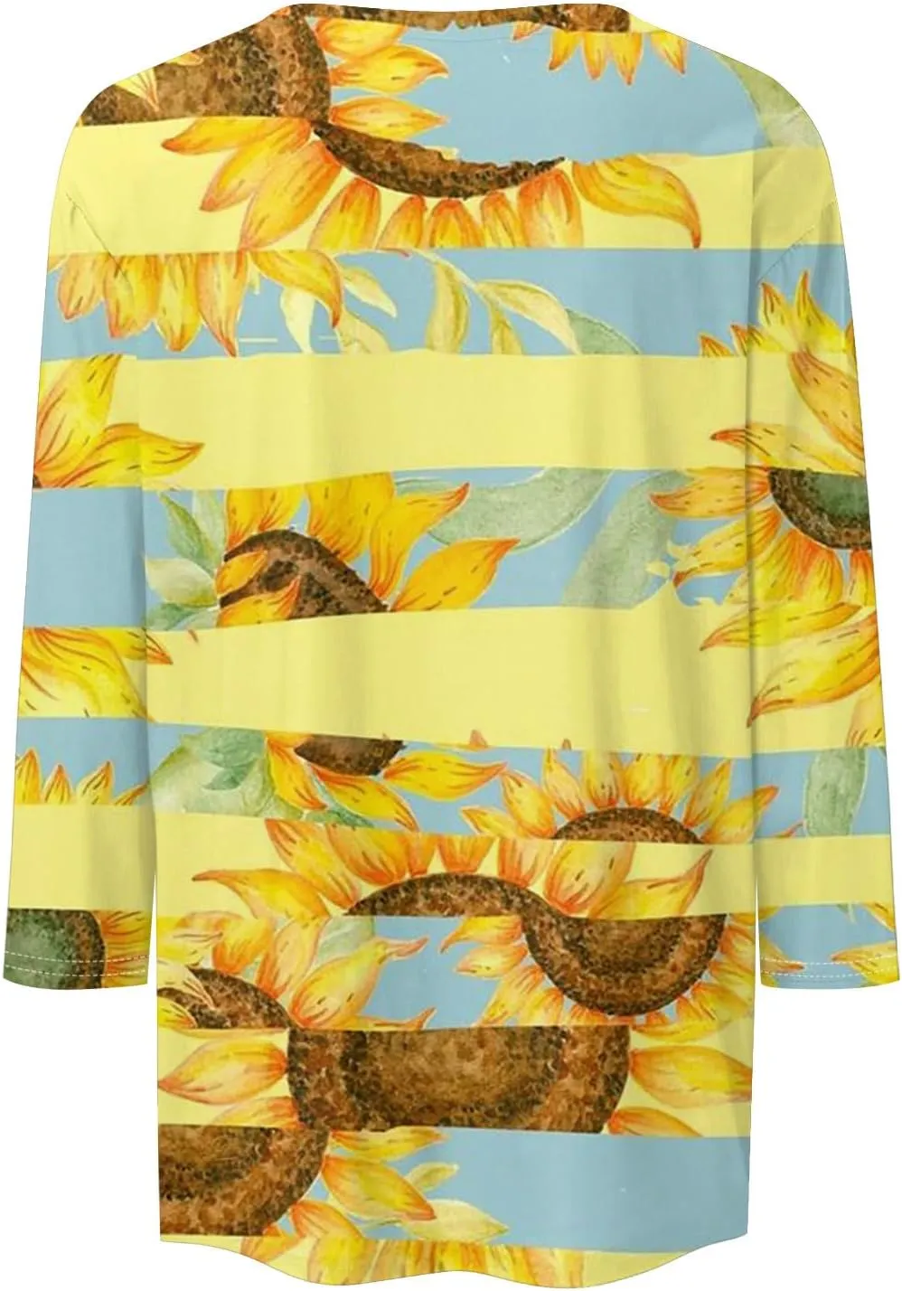 Women Tops Women's Casual 3/4 Length Sleeve Tunic Tops Casual Sunflower Print Loose Blouse Shirts with Leggings