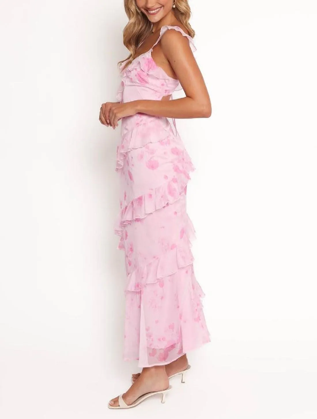 Women Y2k Boho Maxi Dress Floral Lace Sheer Tiered Flowy Cami Long Dress 2025 Summer Smocked Beach Sundress