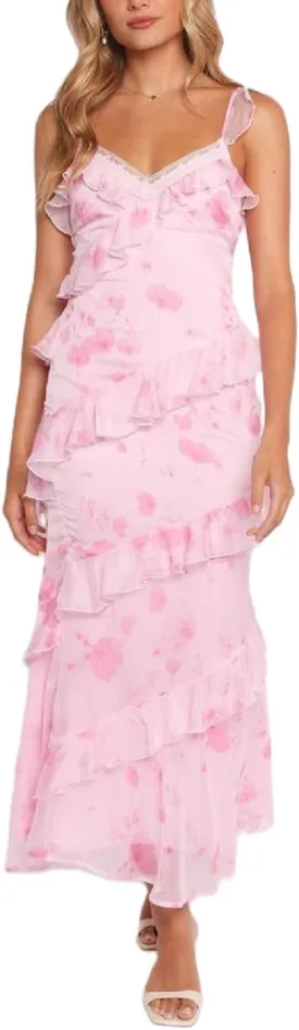 Women Y2k Boho Maxi Dress Floral Lace Sheer Tiered Flowy Cami Long Dress 2025 Summer Smocked Beach Sundress