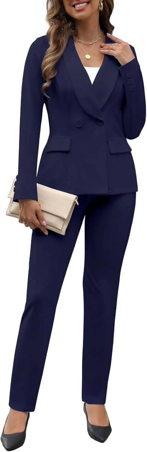 Women's Fall Business Pant Suit Long Sleeve Formal 2 Piece Blazer Set Casual Office Work Outfits 2024