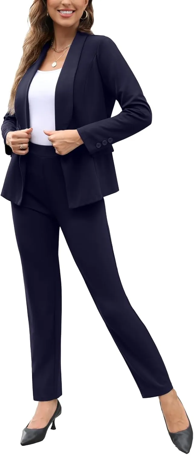 Women's Fall Business Pant Suit Long Sleeve Formal 2 Piece Blazer Set Casual Office Work Outfits 2024