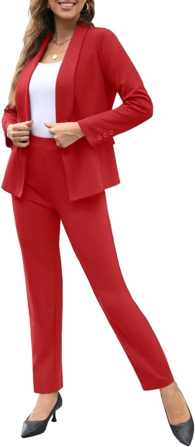 Women's Fall Business Pant Suit Long Sleeve Formal 2 Piece Blazer Set Casual Office Work Outfits 2024