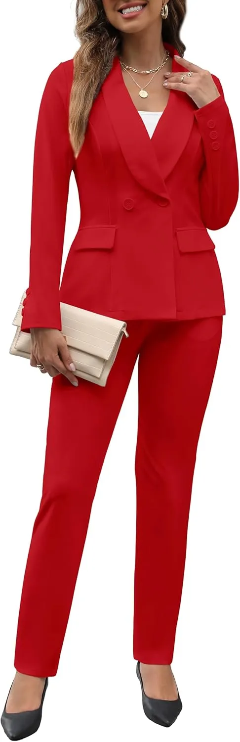 Women's Fall Business Pant Suit Long Sleeve Formal 2 Piece Blazer Set Casual Office Work Outfits 2024
