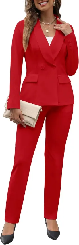 Women's Fall Business Pant Suit Long Sleeve Formal 2 Piece Blazer Set Casual Office Work Outfits 2024