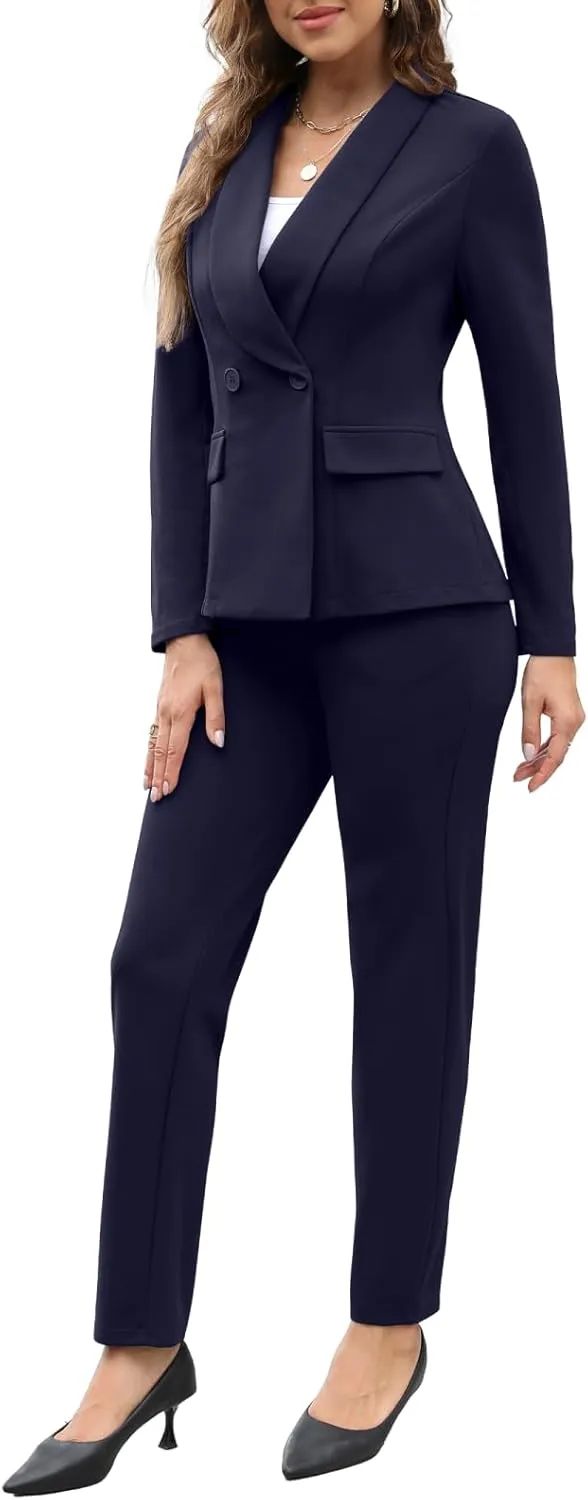 Women's Fall Business Pant Suit Long Sleeve Formal 2 Piece Blazer Set Casual Office Work Outfits 2024