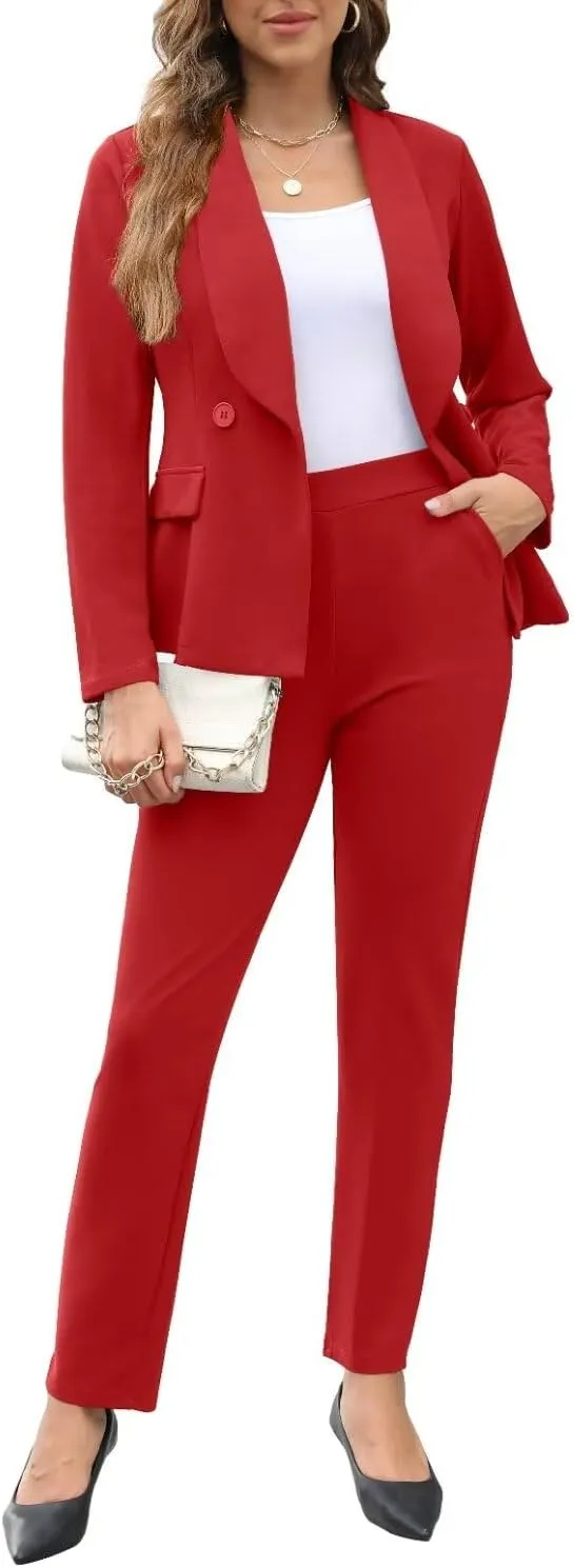 Women's Fall Business Pant Suit Long Sleeve Formal 2 Piece Blazer Set Casual Office Work Outfits 2024