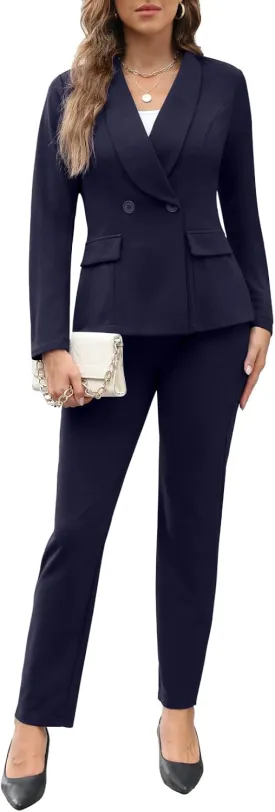 Women's Fall Business Pant Suit Long Sleeve Formal 2 Piece Blazer Set Casual Office Work Outfits 2024