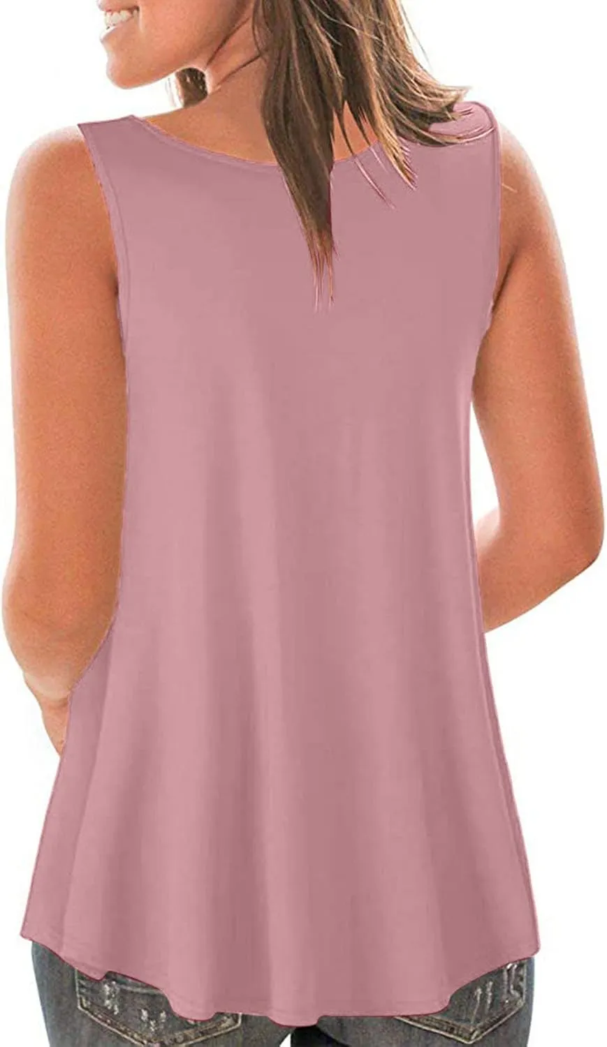Women's Loose Summer Tank Tops Round Neck Sleeveless Going out Shirts Shirts Flowy Camisole Casual Basic Tee Top