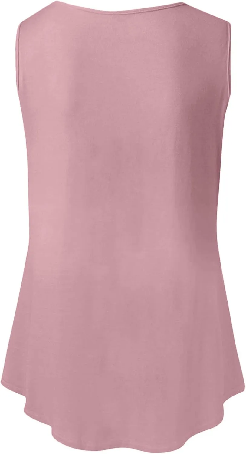 Women's Loose Summer Tank Tops Round Neck Sleeveless Going out Shirts Shirts Flowy Camisole Casual Basic Tee Top
