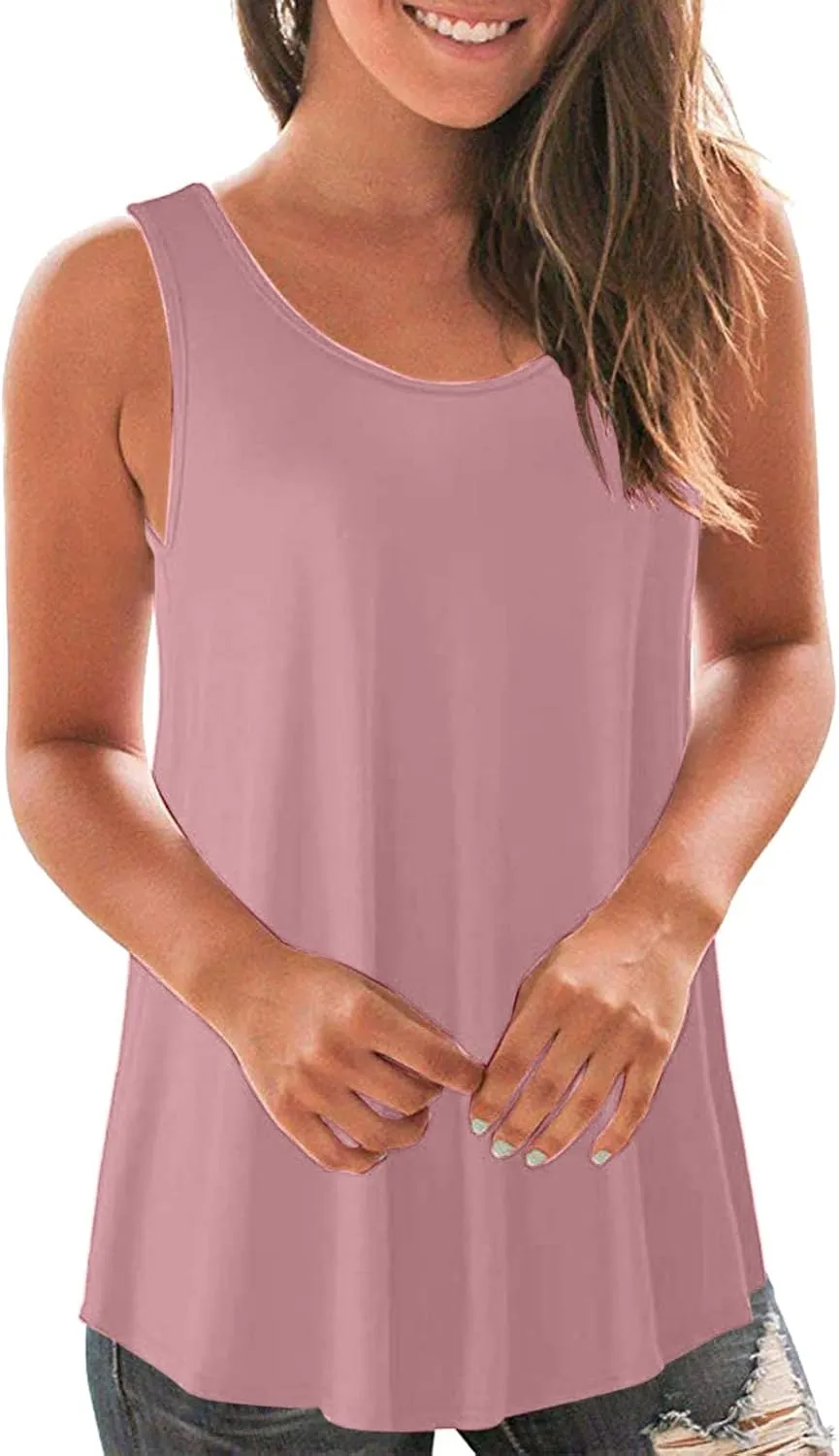 Women's Loose Summer Tank Tops Round Neck Sleeveless Going out Shirts Shirts Flowy Camisole Casual Basic Tee Top