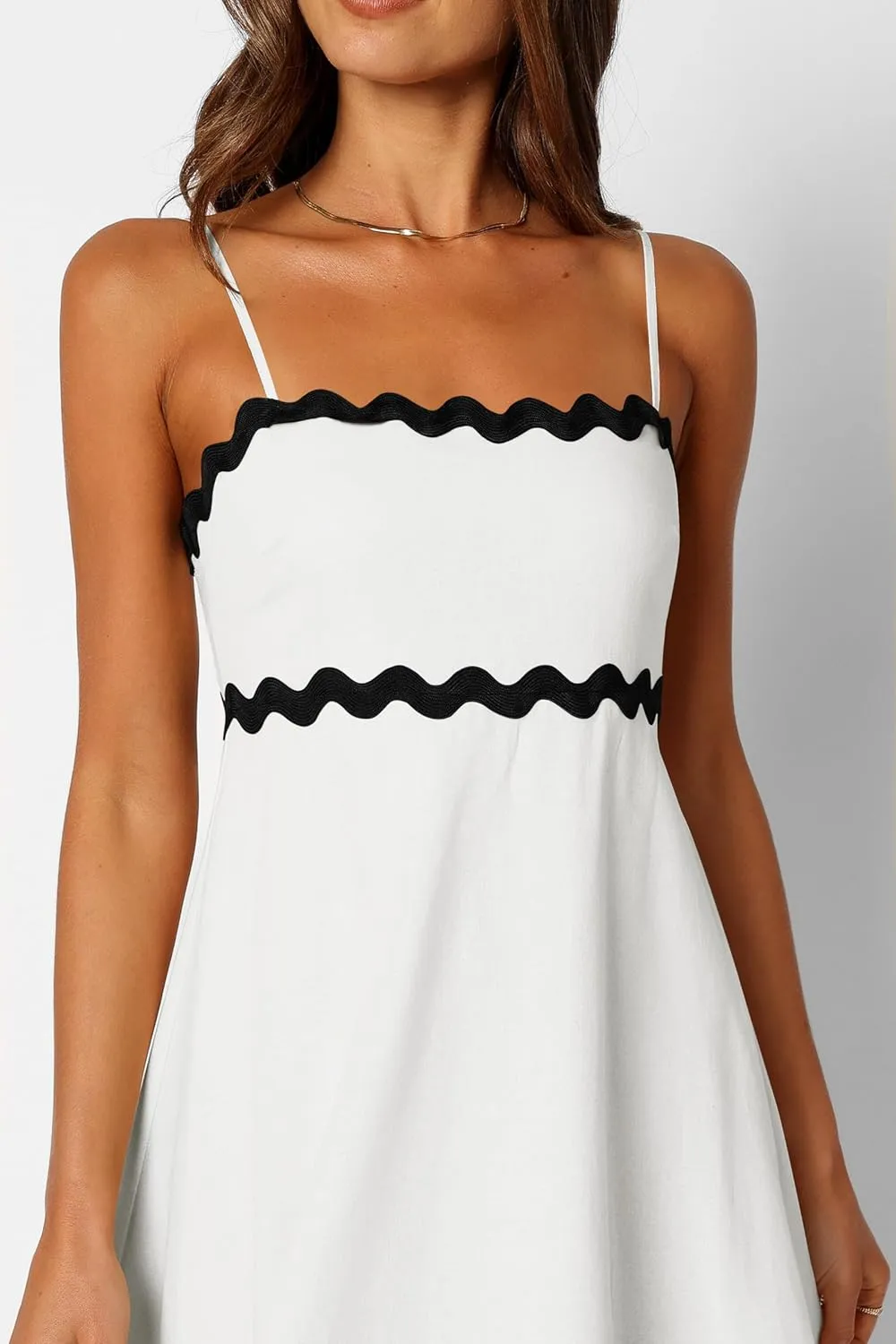 XIONGMEI Women Summer Dresses Spaghetti Straps Sleeveless Square Neck Smocked Rickrack Trim Boho Maxi Beach Dress 2025
