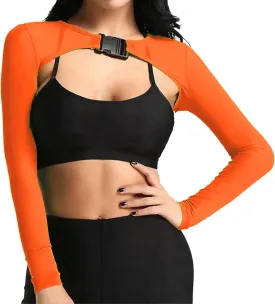 Ypser See Through Mesh Crop Top Sheer Open Front Shrug Fishnet Cover Ups with Buckle