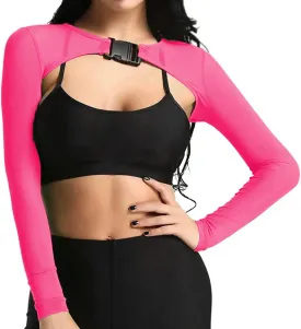 Ypser See Through Mesh Crop Top Sheer Open Front Shrug Fishnet Cover Ups with Buckle