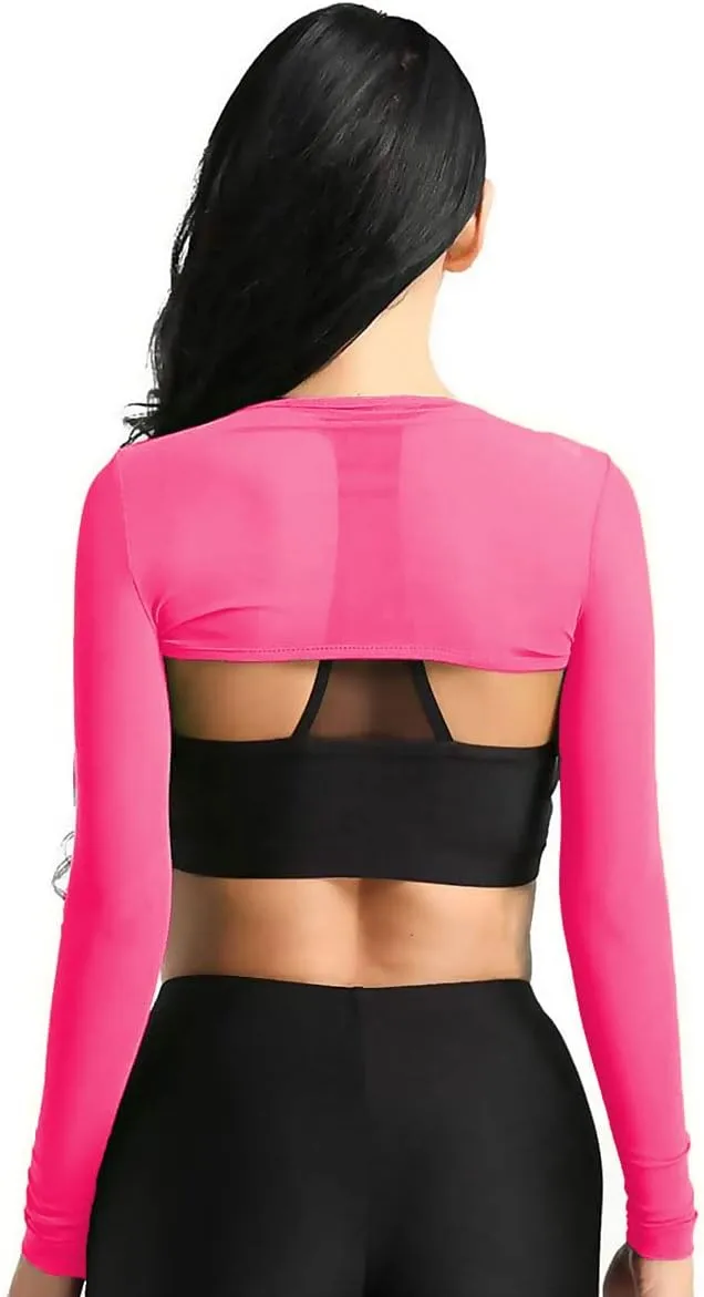 Ypser See Through Mesh Crop Top Sheer Open Front Shrug Fishnet Cover Ups with Buckle