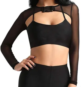 Ypser See Through Mesh Crop Top Sheer Open Front Shrug Fishnet Cover Ups with Buckle
