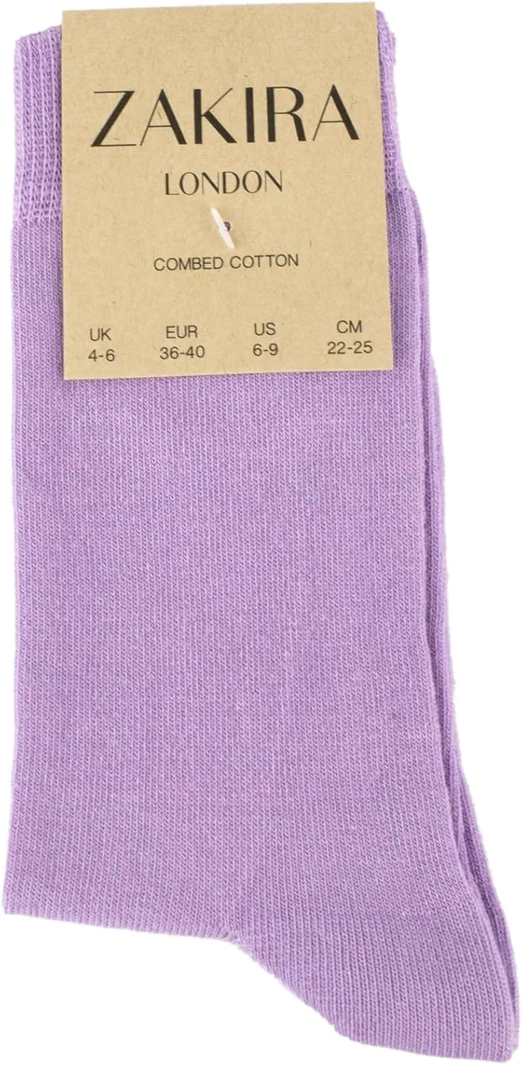 ZAKIRA Finest Combed Cotton Dress Socks in Plain Colours for Men, Women