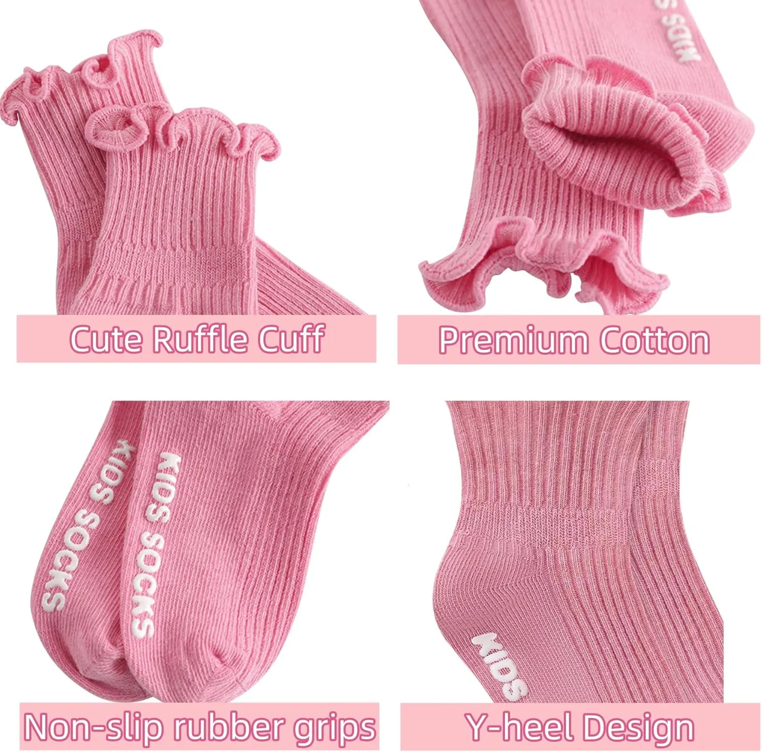 Zando Baby Girl Socks Toddler Ruffle Socks Infant Newborn Cotton Non Slip Socks with Grips Frilly Dress Socks for Girls