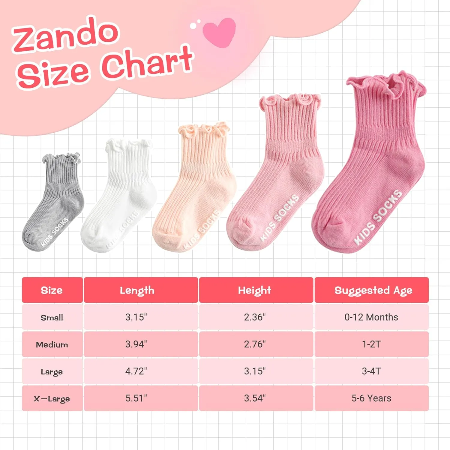 Zando Baby Girl Socks Toddler Ruffle Socks Infant Newborn Cotton Non Slip Socks with Grips Frilly Dress Socks for Girls
