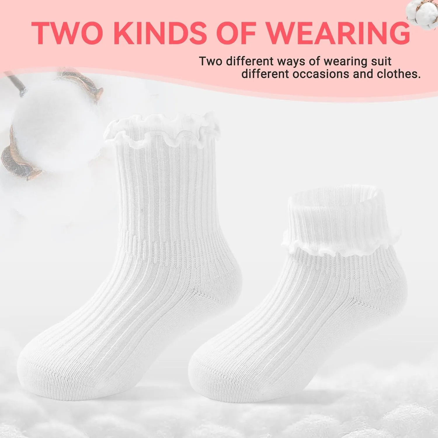Zando Baby Girl Socks Toddler Ruffle Socks Infant Newborn Cotton Non Slip Socks with Grips Frilly Dress Socks for Girls