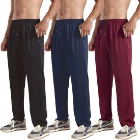 ZH 3-Pack Men's Mesh Jogger Pants, Comfortable Athletic Pants with Pockets for Active Wear, Lightweight & Breathable S-3XL
