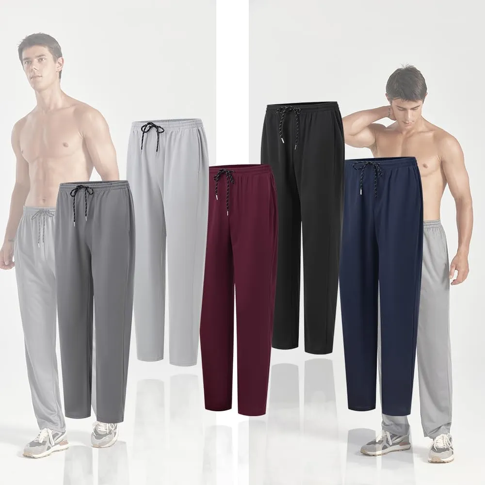 ZH 3-Pack Men's Mesh Jogger Pants, Comfortable Athletic Pants with Pockets for Active Wear, Lightweight & Breathable S-3XL
