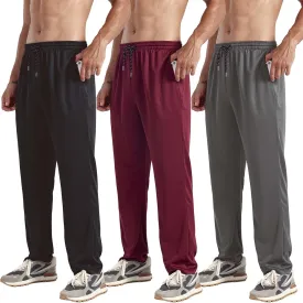 ZH 3-Pack Men's Mesh Jogger Pants, Comfortable Athletic Pants with Pockets for Active Wear, Lightweight & Breathable S-3XL