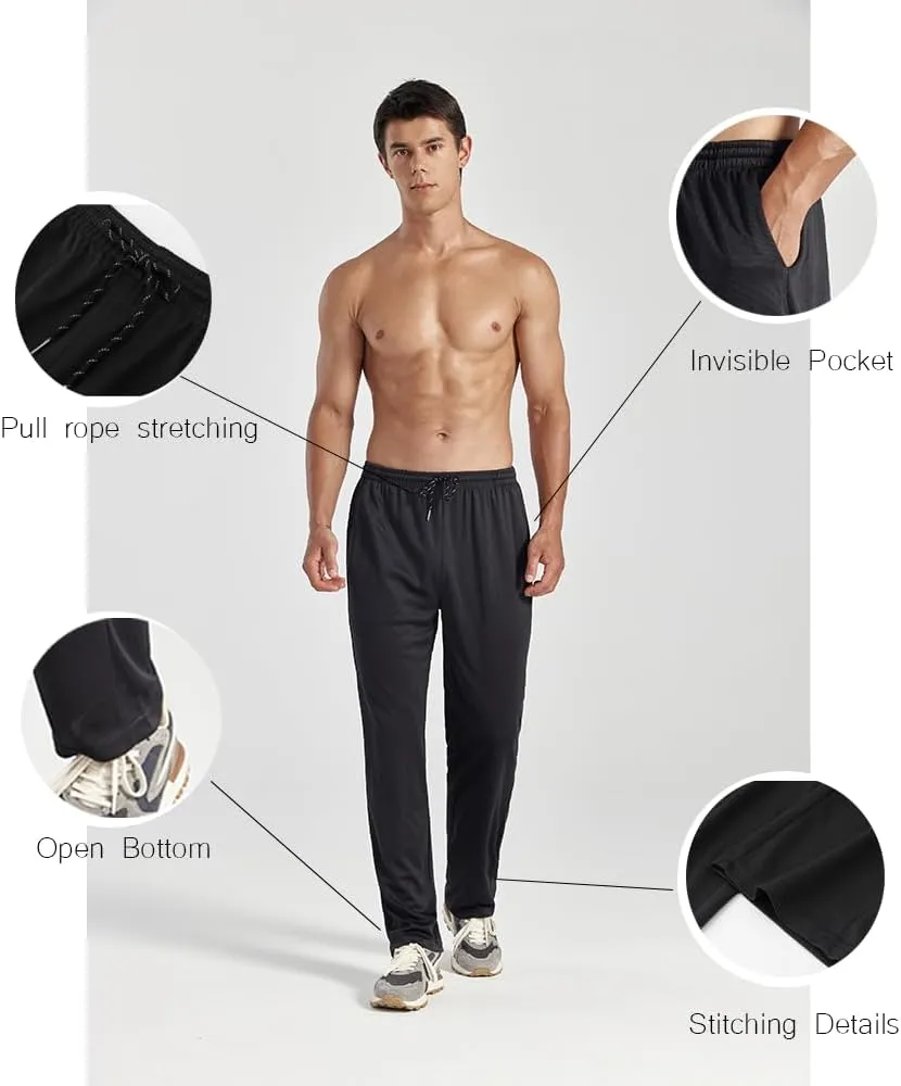 ZH 3-Pack Men's Mesh Jogger Pants, Comfortable Athletic Pants with Pockets for Active Wear, Lightweight & Breathable S-3XL