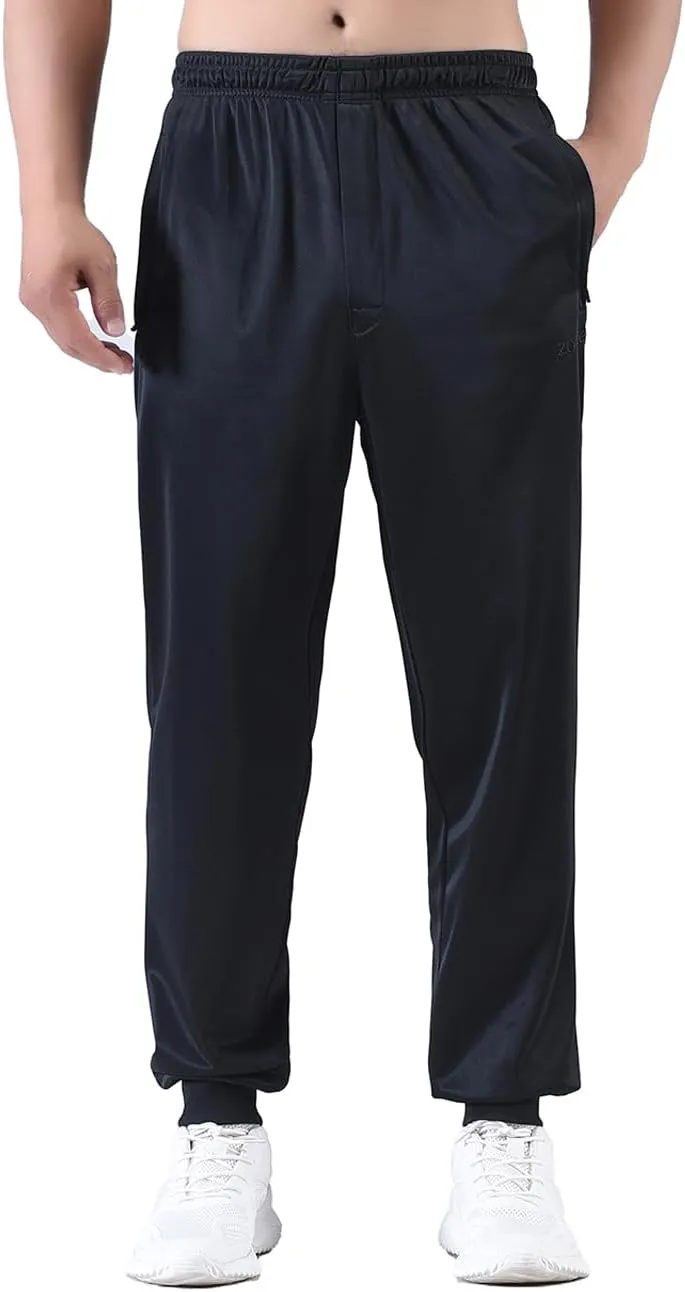 Zoulee Men's Zipper Fly Joggers Athletic Track Pants for Workout and Commute