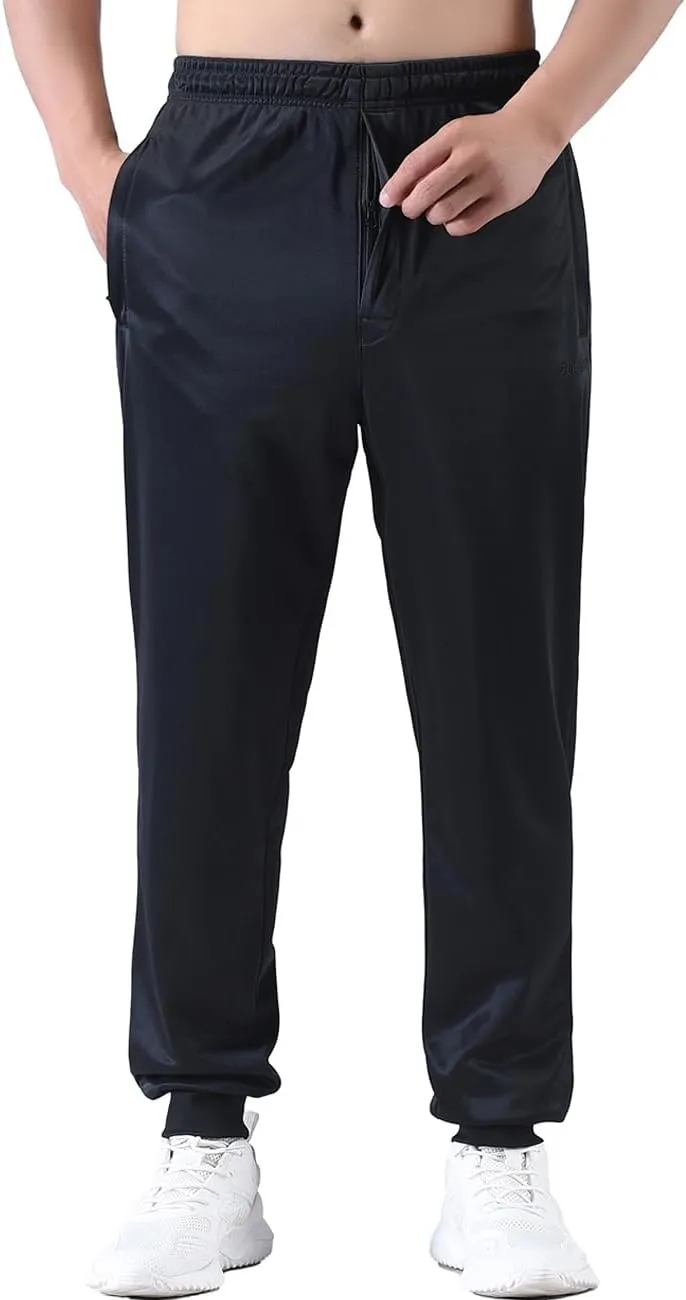 Zoulee Men's Zipper Fly Joggers Athletic Track Pants for Workout and Commute